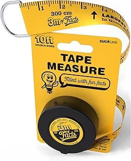 Suck UK Fita métrica infantil - Curiosidades preenchidas com 3 m dupla face - Fita métrica divertida com fatos bobos - Enchimento de meia para meninos - Ferramenta de medição infantil - Retrátil