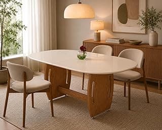 Mesa de Jantar Oval 1,37x90 cm 4 E 6 Lugares Em MDF/MDP