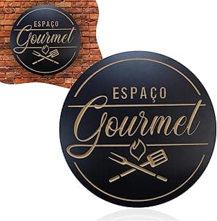 Quadro decorativo para área de churrasco preto e dourado com texto ESPAÇO GOURMET