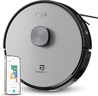 Robô aspirador de pó PandaPlus cinza e preto com controle remoto