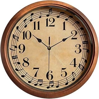 Baoblaze Relógio de parede com notas musicais, redondo, decorativo, silencioso, sem -taque, ideal para quarto infantil, festas, amantes da música, sala de