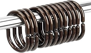24 peças de anéis de cortina de chuveiro de plástico para cortina de chuveiro, gancho, gancho, gancho, presilha deslizante, varão para janela de chuveiro (bronze)