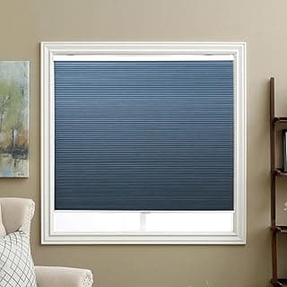 Persianas Honeycomb Blinds sem fio blackout para janelas montagem interna e externa 86.4 cm L x 91.4 cm A, azul oceano (blackout)
