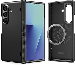 Capa preta Spigen Slim Armor Pro para Samsung Galaxy Z Fold 7 com suporte de anel