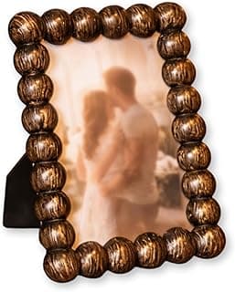 Porta-Retrato Decorativo 10x15 em Resina Texturizada com Moldura de Esferas – Elegância Sensorial para Valorizar Memórias e Ambientes
