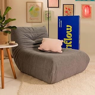 Poltrona puff retrô cinza Inflow em forma de L para sala moderna