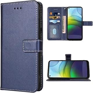 Compatível com Moto G9power Capa carteira alça de pulso couro flip capa suporte suporte acessórios de celular Folio capas de telefone para MotoG9 G9 Power mulheres homens azul