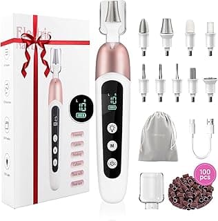 Karrong Conjunto De Lixa Elétrica Para Unhas, Kit Profissional 9 Em 1 Para Manicure E Pedicure, Lixadeira Sem Fio Para Unhas Dos Pés, Máquina De Lixar Unhas Elétrica Com 10 Velocidades E Visor Lcd