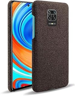 Capa protetora marrom para Xiaomi Redmi Note 9 Pro max, feita de lona com design antichoque e antiarranhões.