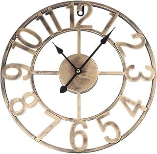Relógio de parede externo vintage de metal bronze, silencioso, fácil leitura, para pátio, varanda, área de piscina.