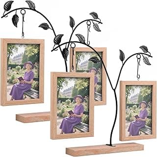 Pacote com 2 molduras duplas rústicas, 10 x 15 cm, porta-retratos flutuantes giratórios, molduras para fotos de casamento