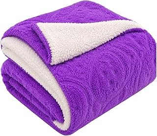 Cobertor Sherpa Casal Jacquard Dupla Face 2,20x1,80m Manta Grossa Macia Quentinha (Roxo)
