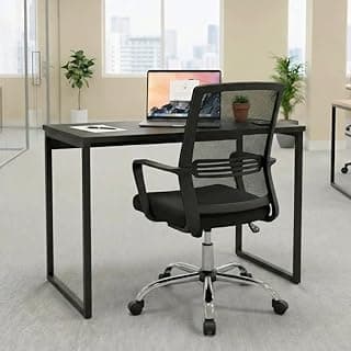 Mesa Escrivaninha Industrial Slim 90x45cm Compacta Escritório Apartamento 100% MDF Premium Preto e Aço