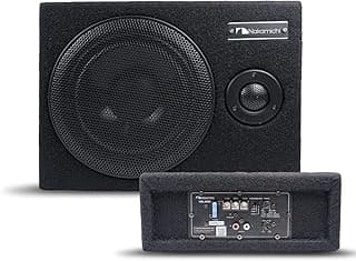 Caixa de subwoofer amplificado preto Nakamichi 600W 8 polegadas automotivo