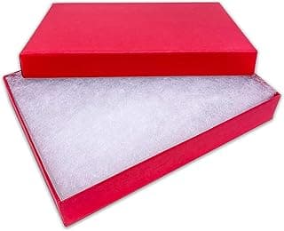 TheDisplayGuys – Pacote com 25 caixas de joias de papel de papelão preenchidas com algodão #53 – Vermelho fosco (13,7 cm x 9,9 cm x 2,5 cm) - para presente, envio ou armazenamento