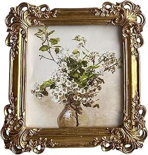 Moldura Vintage, para Decoração de Mesa Ou Parede, Ornamentada, Ideal para Escrivaninha, Quarto de Hóspedes, Ou, Ouro, Tamanho real