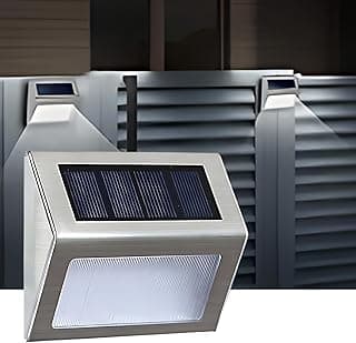 Kit 4 Arandela solar iluminação slim inox branco quente para muro