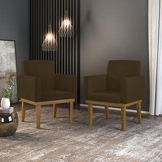 Kit 02 Poltronas Decorativa Sala Reforçada Balaqui - Marrom