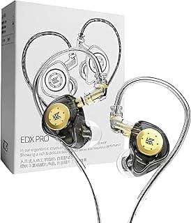 Fone de ouvido profissional KZ EDX Pro intra-auricular, drivers magnéticos, preto e dourado