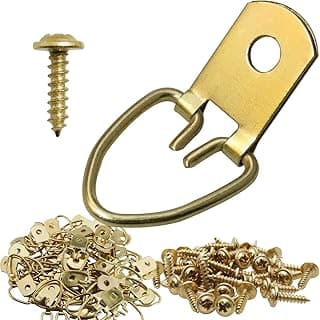 Conjunto de ganchos em formato de D dourados com parafusos para pendurar objetos