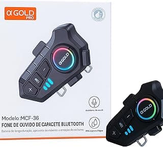 Fone de Ouvido Bluetooth para Capacete A'Gold MCF-36 com Iluminação RGB e Microfone