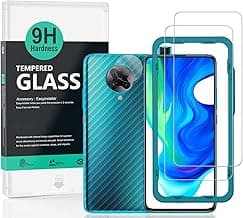 Ibywind Screen Protector For Xiaomi Poco F2 Pro/Redmi K30 Pro,with 2Pcs Tempered Glass,1Pc Camera Lens Protector,1Pc Backing Carbon Fiber Film [Fingerprint Reader,Easy to install]