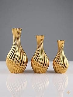 Kit de 3 vasos decorativos dourados premium - trio exclusivo 24cm, 20cm e 18cm