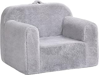 Cadeira infantil de pelúcia para sofá, poltrona confortável para quarto, sofá infantil conversível para sala de jogos, meninas e meninos, cadeira de leitura para crianças, cinza