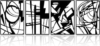 Quadros decorativos metálicos pretos com designs abstratos