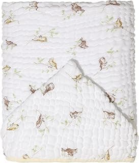 Toalha de banho Soft Bamboo Mami com capuz estampado de canários, 1,15m x 85cm, branco com estampa marrom.