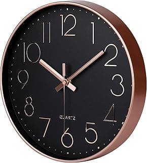 Relógio de Parede 30cm Silencioso Sem Tique-Taque Quartz Analógico Decorativo | Sala Cozinha Escritório Quarto Recepção (Preto)