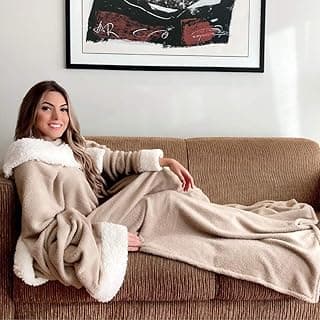 Cobertor com Manga Sherpa Quentinho Casa Dona (Bege)