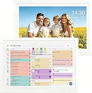 Agenda digital de parede com tela sensível ao toque e foto de família