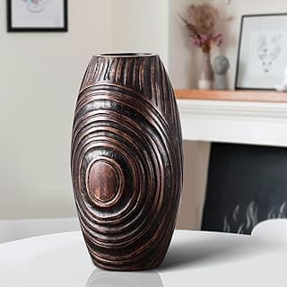 Vaso de resina marrom moderno com design circular, para decoração de casa.