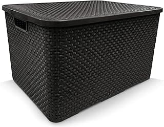 Caixa organizadora Rattan com tampa 40 litros preto da Arqplast