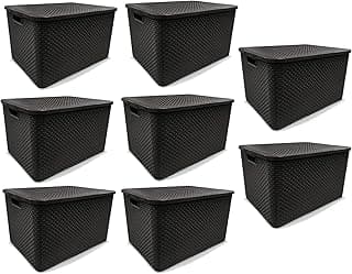 Kit de 10 caixas organizadoras pretas de 20 litros Arqplast