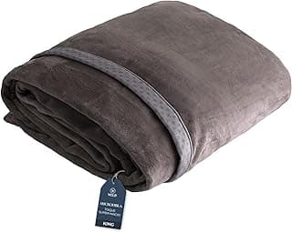 Cobertor de microfibra cinza escuro Wolff Velvet Dream King, dobrado com etiqueta azul