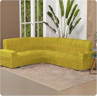 Capa Para Sofá Canto 6 Lugares Elasticada em Malha Gel (Amarelo)