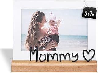 GEGUTON Porta-retrato Mommy 12,7 cm x 18 cm – madeira, visor horizontal, estilo vintage – presente atencioso do Dia das Mães, momentos familiares, decoração de casa