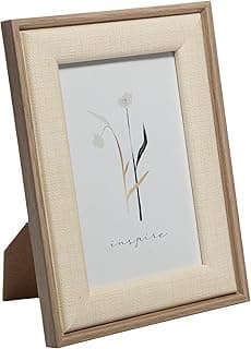 Porta-retrato bege com moldura de MDF e imagem interna de flores com texto 'inspire'