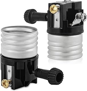 Soquete de lâmpada de reposição DiCUNO com botão liga/desliga, preto e dourado, base E26, pacote com 2 unidades