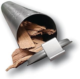Tubo de defumador com tampa flip cheio de palitos de madeira para churrasco, aço inoxidável