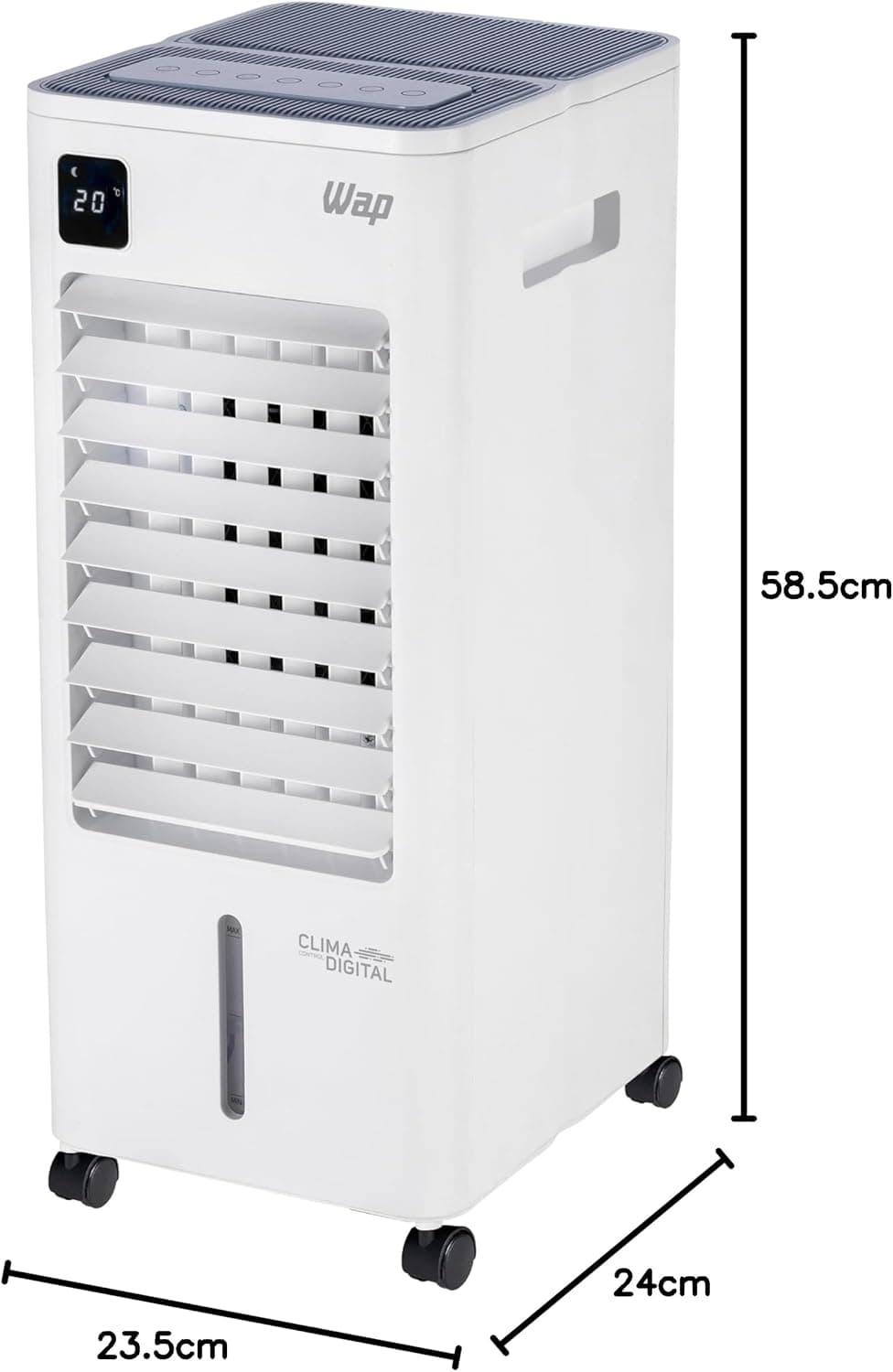 WAP Climatizador de Ar Torre CONTROL DIGITAL 3 em 1 - Climatiza, Umidifica e Ventila, Painel Touch, Controle Remoto e Blocos para Congelamento 220V