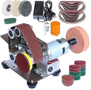 Kit de mini lixadeira de cinto elétrica com acessórios para fabricação de facas e marcenaria