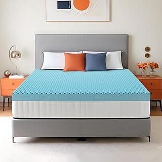 Topper de colchão Queen viscoelástico azul-turquesa com gel refrescante
