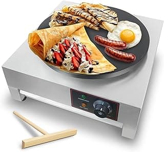 Máquina elétrica de crepe XXUNYNUIN, máquina de crepe comercial de 40 cm, controle de temperatura, 50 a 300 °C, chapa plana antiaderente 1700 W