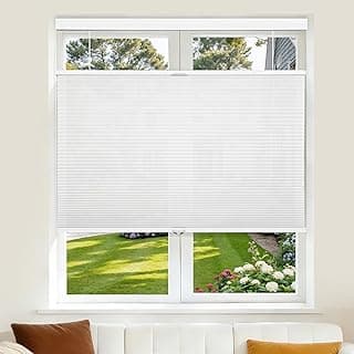 Grandekor Persianas celulares sem fio de cima para baixo, de baixo para cima, persianas plissadas em favo de mel sem fio para janelas persianas e persianas para sala de estar, quarto, filtragem de luz, branco, 81 cm L x 164 A