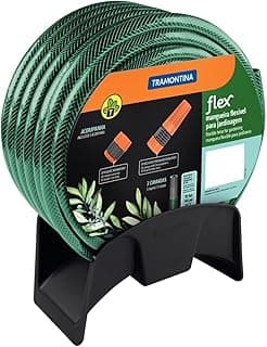 Mangueira de jardim flexível Tramontina 20m com esguicho e suporte preto