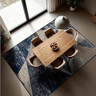 1 Tapete Sala de Jantar Mesa Grande 150X200 Js Do Cr Vr (M20 Azul - Geométrico Moderno)