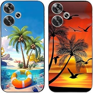 Capa de telefone traseiro para Xiaomi Redmi Turbo 3 / Poco F6 5G com design de praia, coqueiros e gaivotas